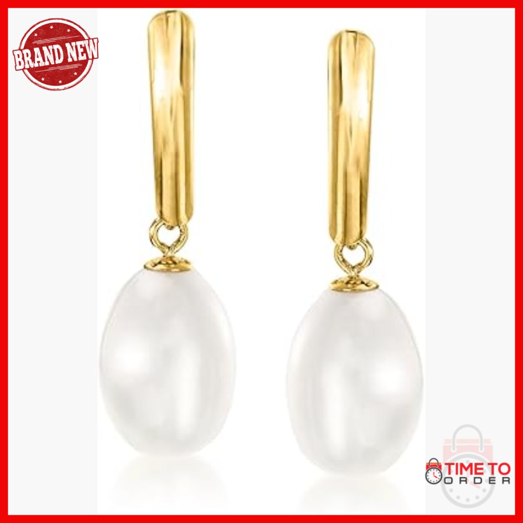 8.5-9mm Cultured Pearl Drop Earrings In 14kt Yellow Gold